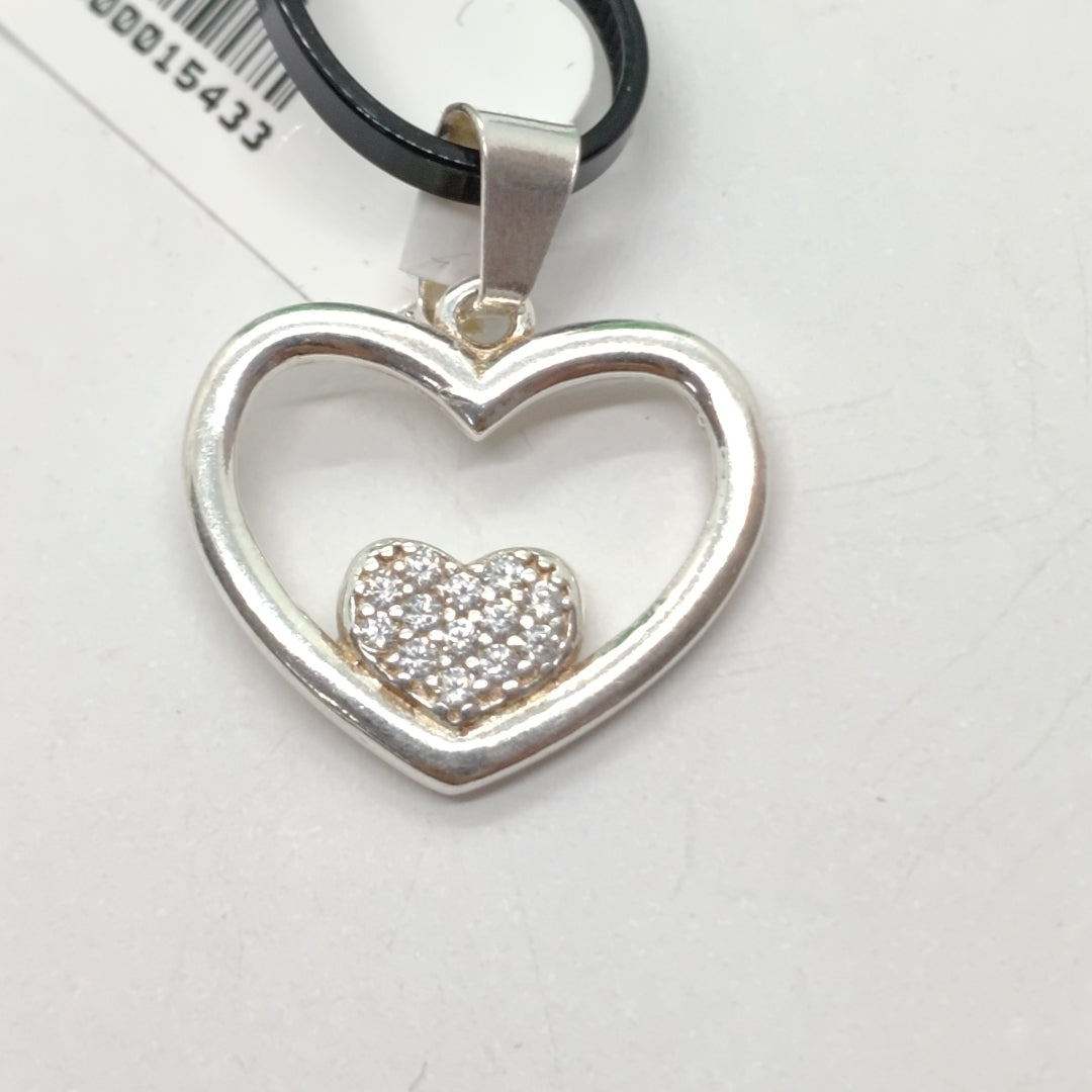 DIJE CORAZON C/CIRCONIAS PLATA .925 2.5 GR (NUEVO)