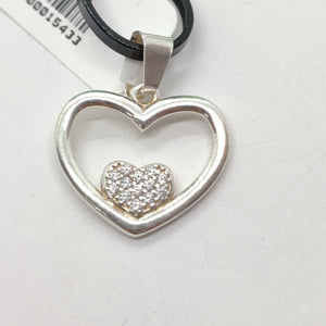 DIJE CORAZON C/CIRCONIAS PLATA .925 2.5 GR (NUEVO)