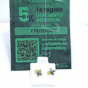 BROQUELES BROQUEL FIG COLIBRI ESMALTE VERDE 14K 0.2138 GR (NUEVO)