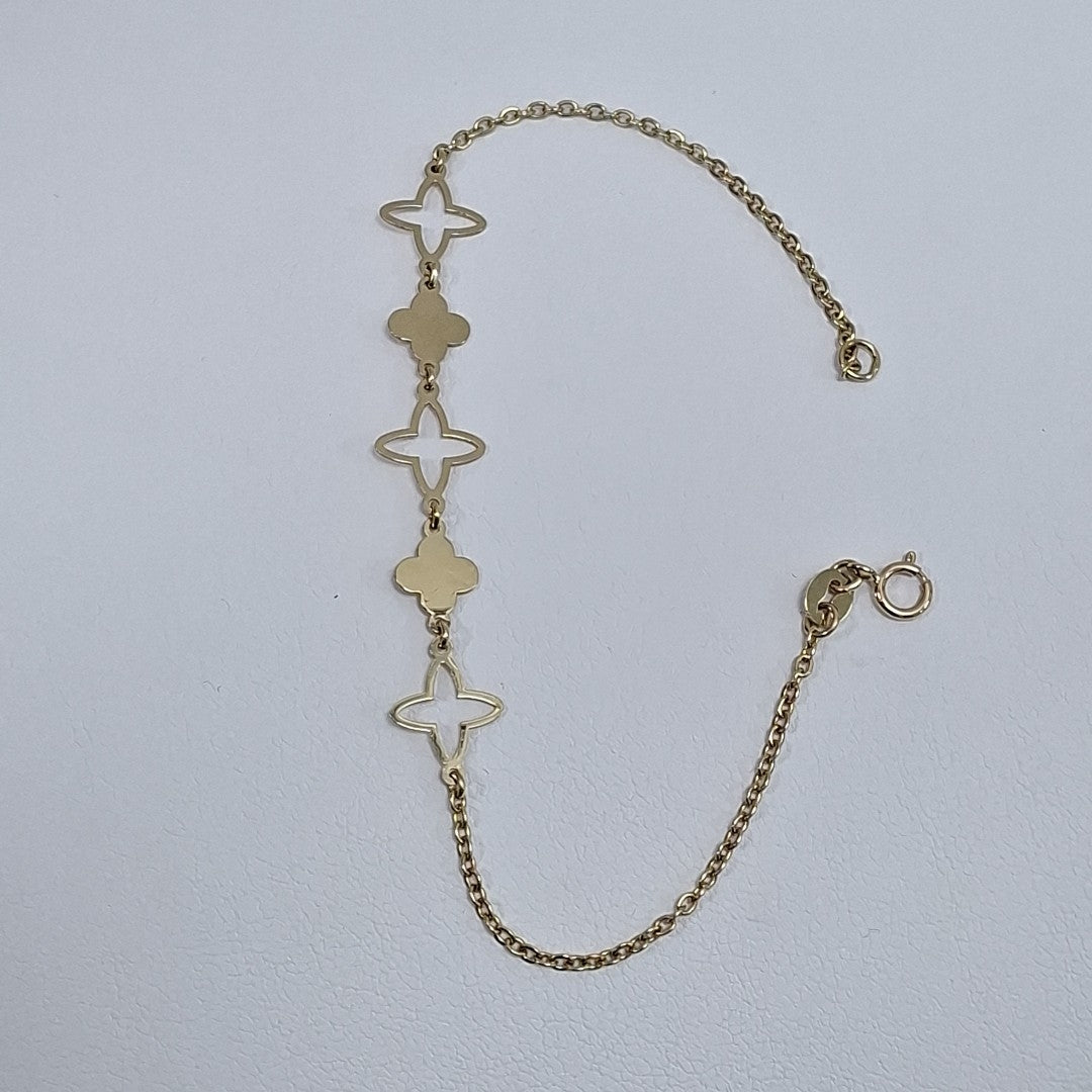 PULSERA TEJIDO ESP CON TREBOL 14K 18 CM 1.6 GR (NUEVO)