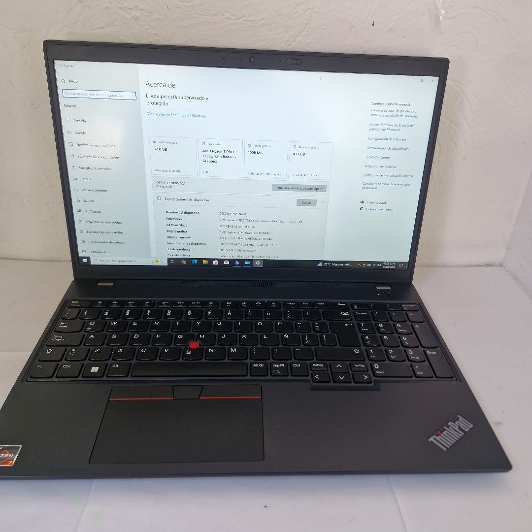 LAPTOP LENOVO THINKPAD L15 GEN 4 (2024) 512 GB SSD 32 GB RAM (SEMINUEVO)