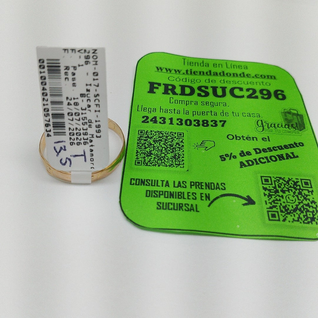 ARGOLLA ORO 10 K 1.1 GRMS (SEMINUEVO)