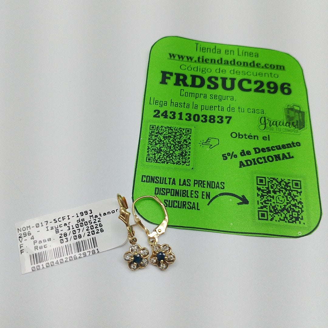 ARETES PAR ORO 14 K 1.6 GRMS (SEMINUEVO)