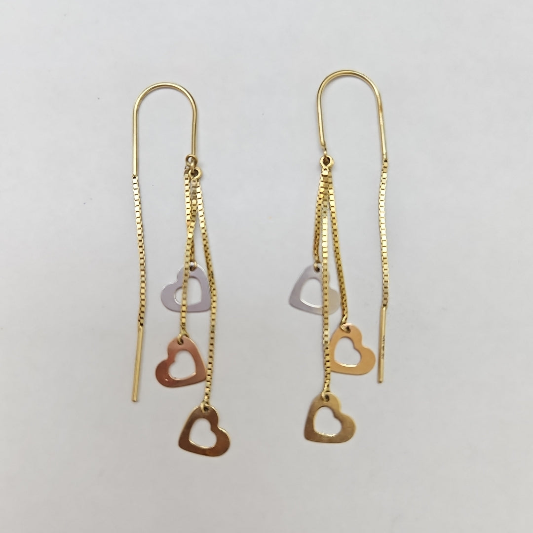 ARETES PAR ORO COMBINADO 14 K 2,30 GRMS (SEMINUEVO)