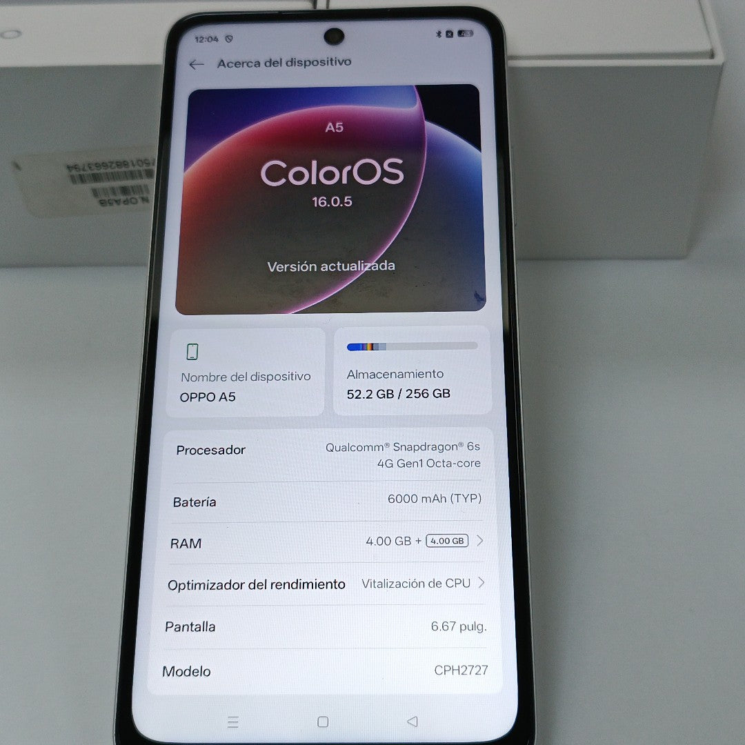 CELULAR OPPO A5 CPH2727 (2025) 256 GB 4 GB RAM (SEMINUEVO)