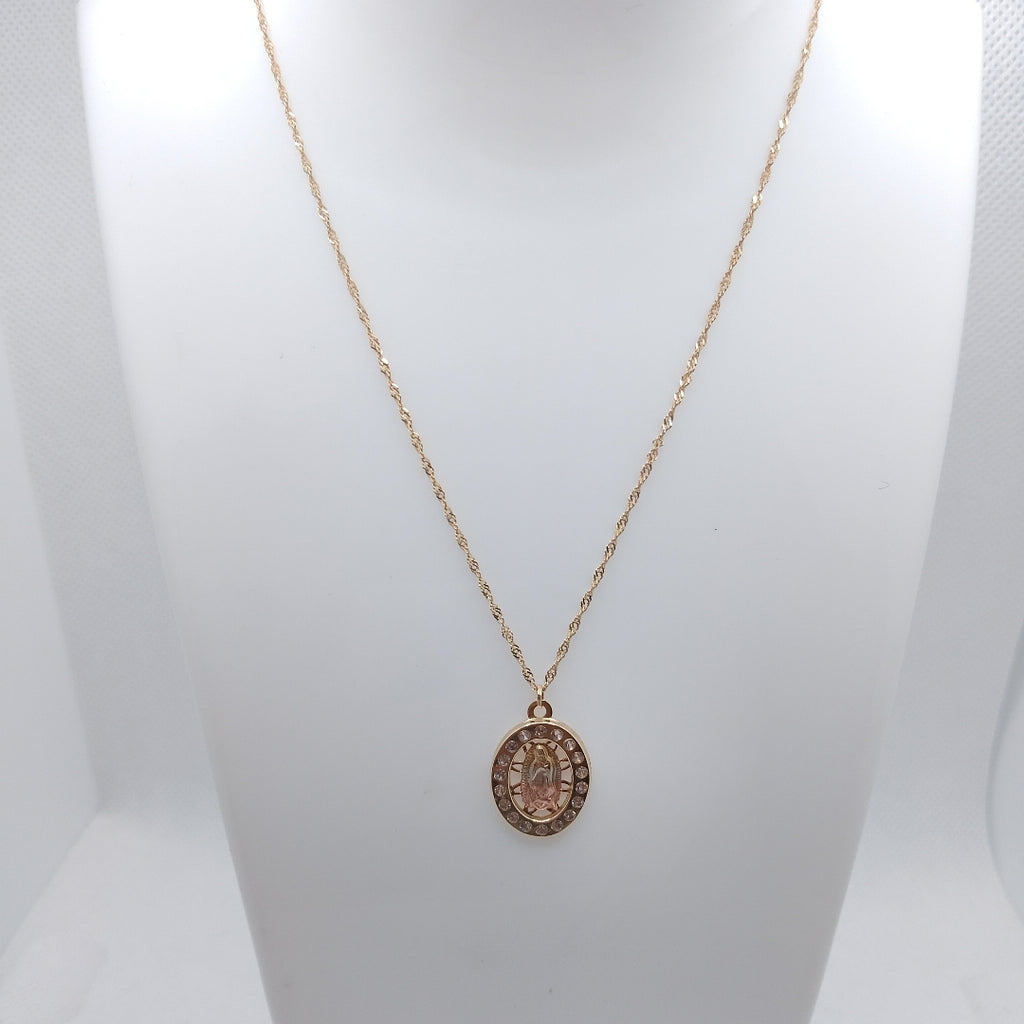 CADENA, MEDALLA RELIGIOSA ORO 10 K 2 GRMS (SEMINUEVO)