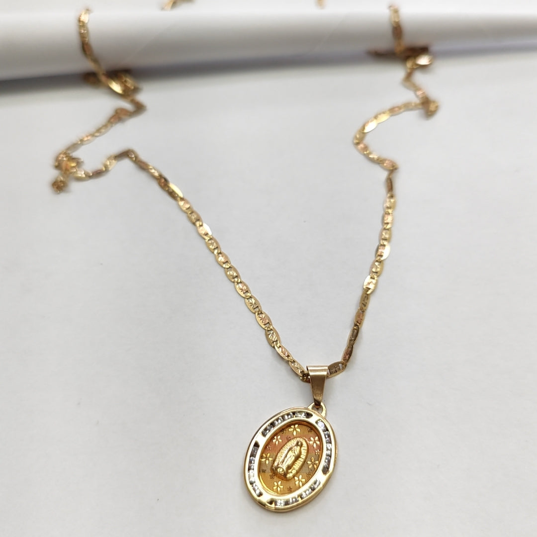 CADENA, MEDALLA RELIGIOSA ORO 10 K 4.5 GRMS (SEMINUEVO)