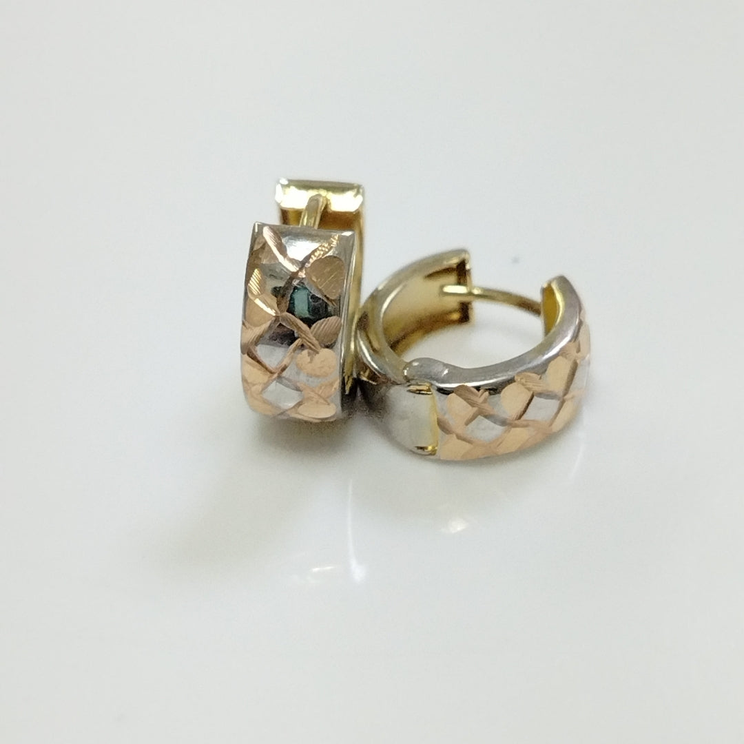 ARRACADAS PAR ORO,ORO COMBINADO,RODIADO 14 K 1,60 GRMS (SEMINUEVO)