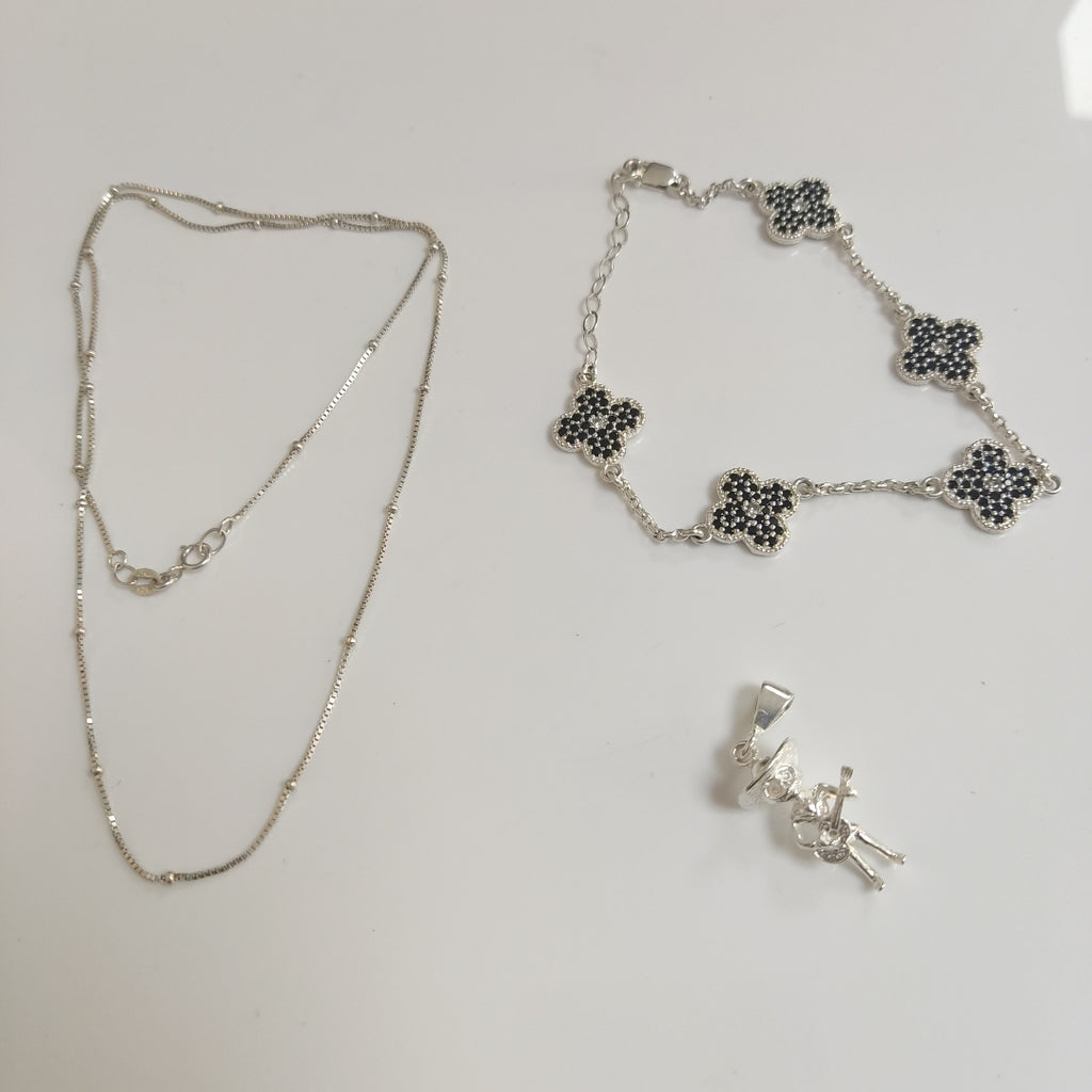 CADENA, DIJE, PULSERA PLATA 15.6 GRMS (SEMINUEVO)