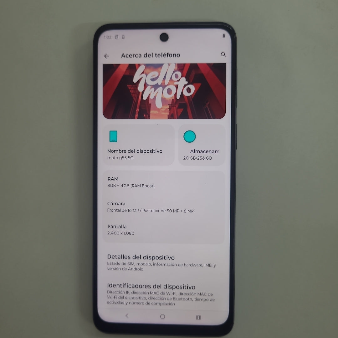 CELULAR MOTOROLA MOTO G55 5G XT2435-1(2024) 256 GB 8 GB RAM (SEMINUEVO)