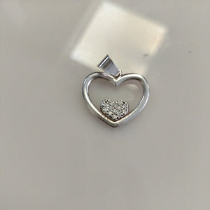 DIJE CORAZON C/CIRCONIAS PLATA .925 2.7 GR (NUEVO)