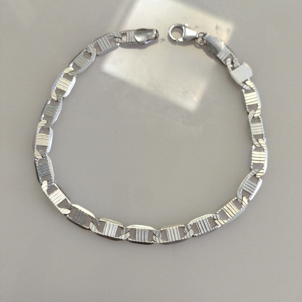 PULSERA TEJIDO ESPEJO PLATA .925 21 CM 8.1 GR (NUEVO)