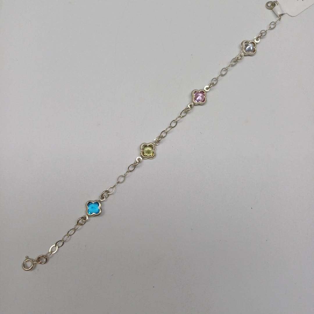 PULSERA ESPECIAL CON PIEDRAS DE COLOR PLATA .925 18 CM 3.32 GR (NUEVO)