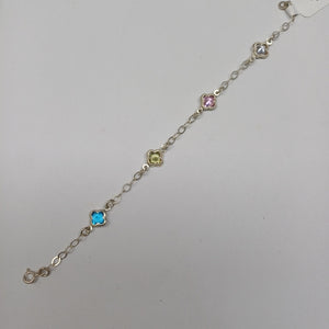 PULSERA ESPECIAL CON PIEDRAS DE COLOR PLATA .925 18 CM 3.32 GR (NUEVO)