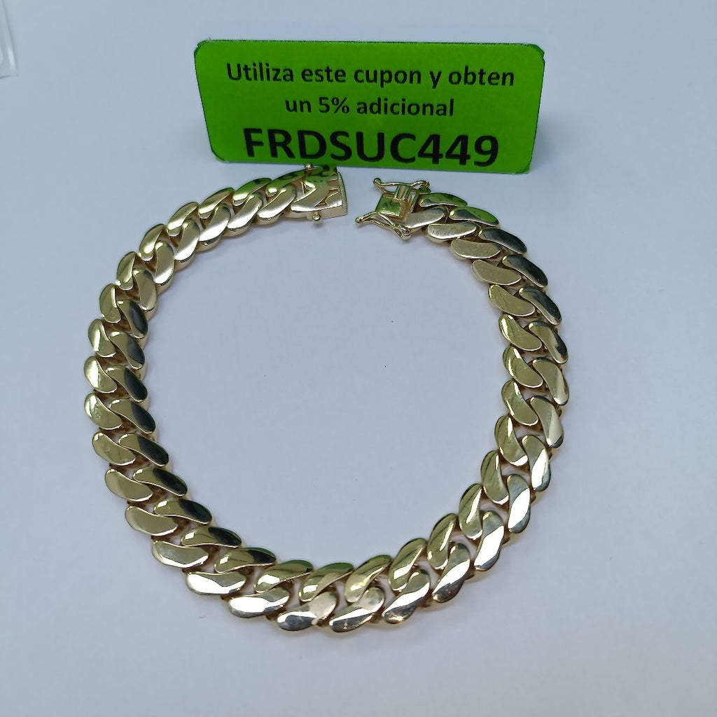 PULSERAS CABALLERO BARBADA AMARILLA ORO 10K 19.6 (NUEVO)