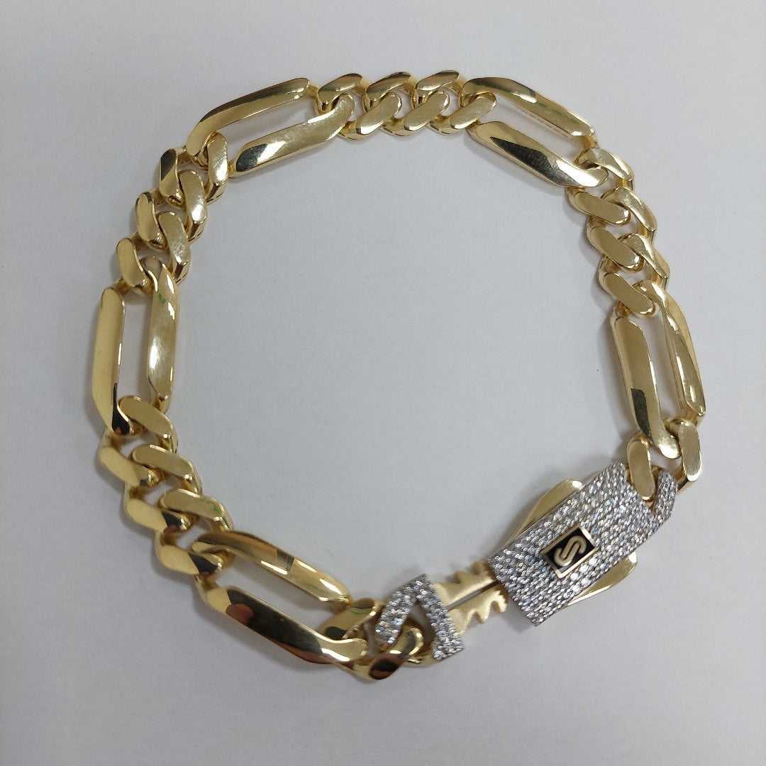 PULSERA CABALLERO MONACO ORO 14K 14.5 (NUEVO)