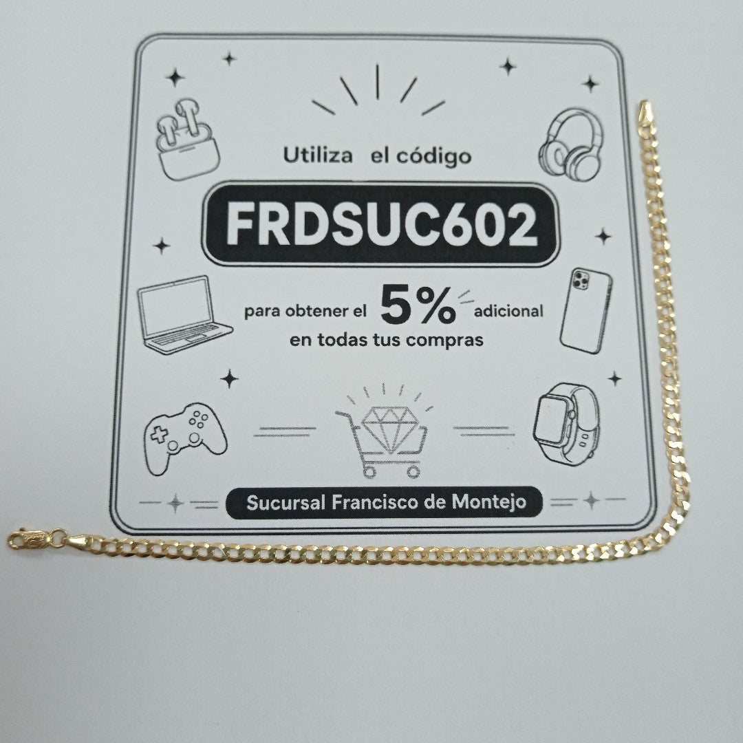 PULSERAS CABALLERO BARBADA AMARILLA ORO 14K 2.8 (NUEVO)