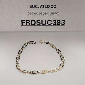 PULSERA TEJIDO ESPECIAL CON CORAZON 14K 18 CM 1.4 GR (NUEVO)