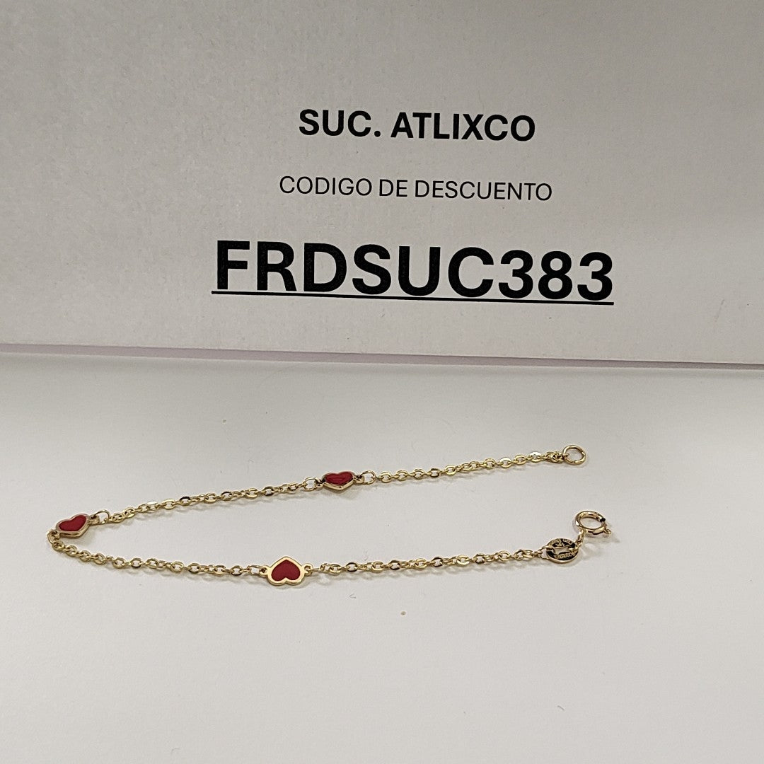 PULSERA ESPECIAL CON CORAZONES 14K 18 CM 1.4 GR (NUEVO)