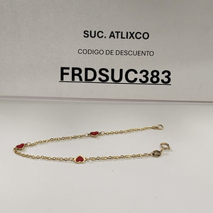 PULSERA ESPECIAL CON CORAZONES 14K 18 CM 1.4 GR (NUEVO)