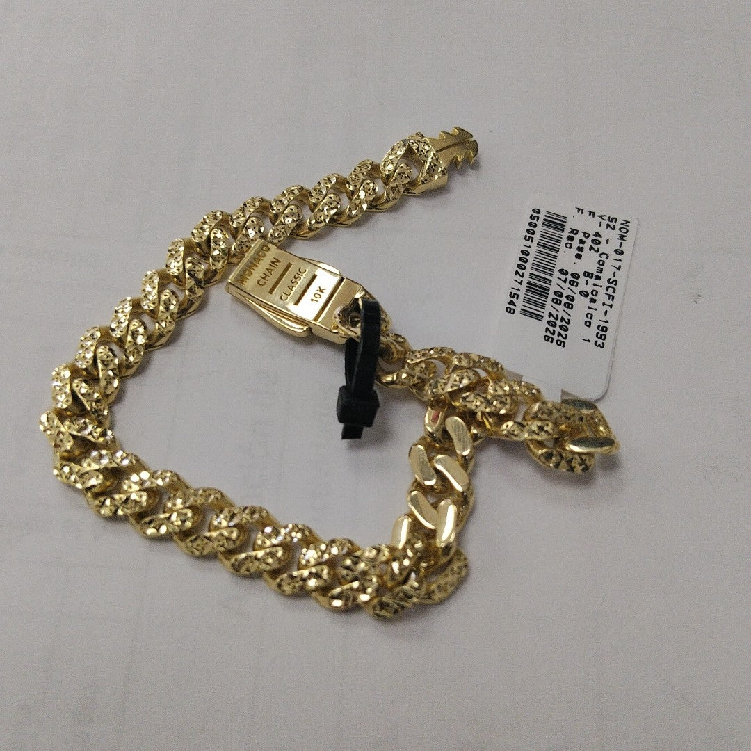 PULSERA CABALLERO MONACO ORO 10K 9.5 (NUEVO)