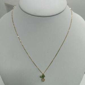 CADENA TEJIDO GARGANTILLA CON DIJE MARIPOSAS CIRCONIAS Y PIEDRAS DE COLOR 14K 45 CM 2 GR (NUEVO)