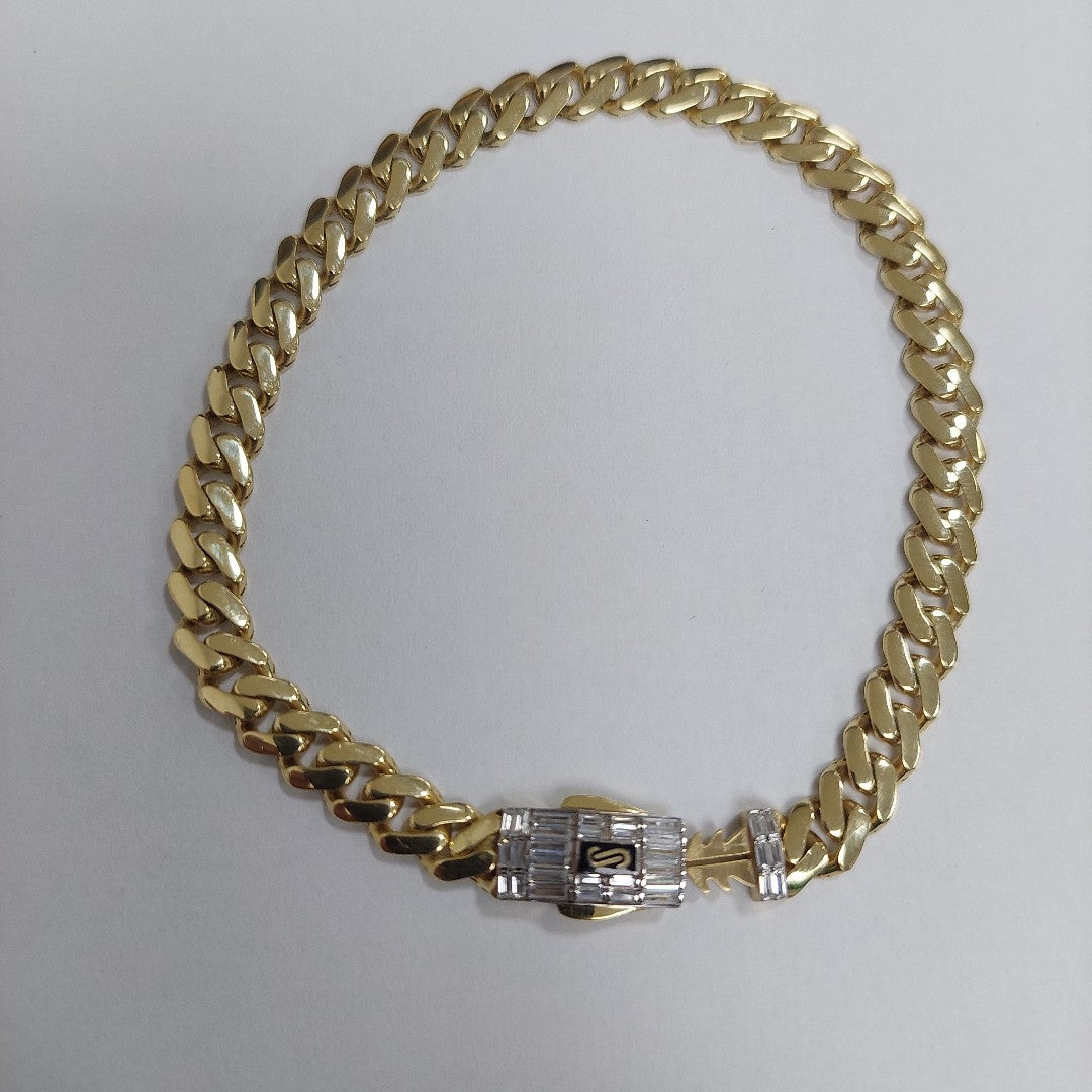 PULSERA CABALLERO MONACO ORO 10K 7.6 (NUEVO)