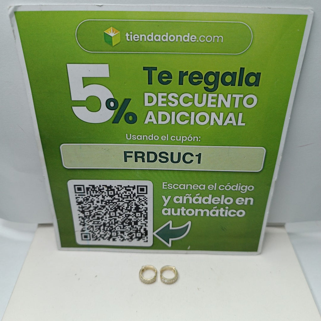 ARETES HUGGIE CON CIRCONIAS 14K 2 GR (NUEVO)
