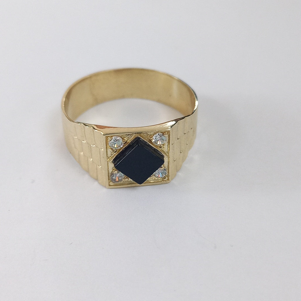 ANILLOS CON ONIX Y CIRCONIAS 14K TALLA 11.5 4.4 GR (NUEVO)