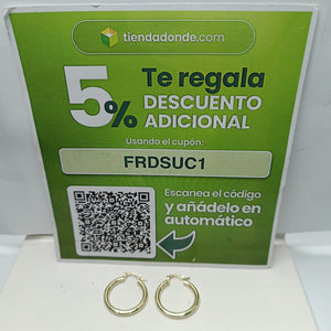ARETES TEJIDO ARRACADAS LISAS HUECAS 14K 2.2 GR (NUEVO)