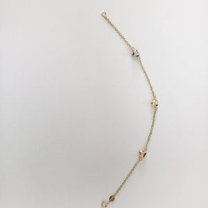 PULSERA ESP CON CORAZONES COMBINADOS 14K 18 CM 1.6 GR (NUEVO)