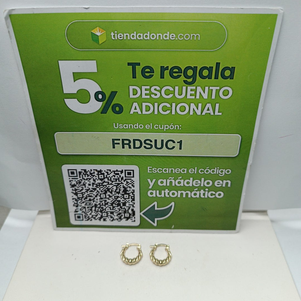 ARETES ARRACADAS TZL HUECAS 14K 1.5 GR (NUEVO)