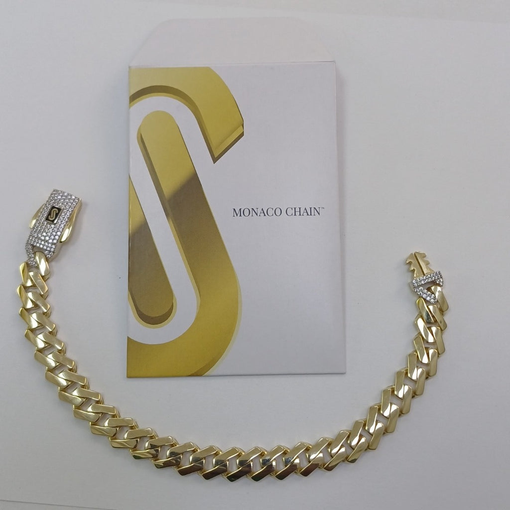 PULSERA CABALLERO MONACO ORO 10K 12.9 (NUEVO)