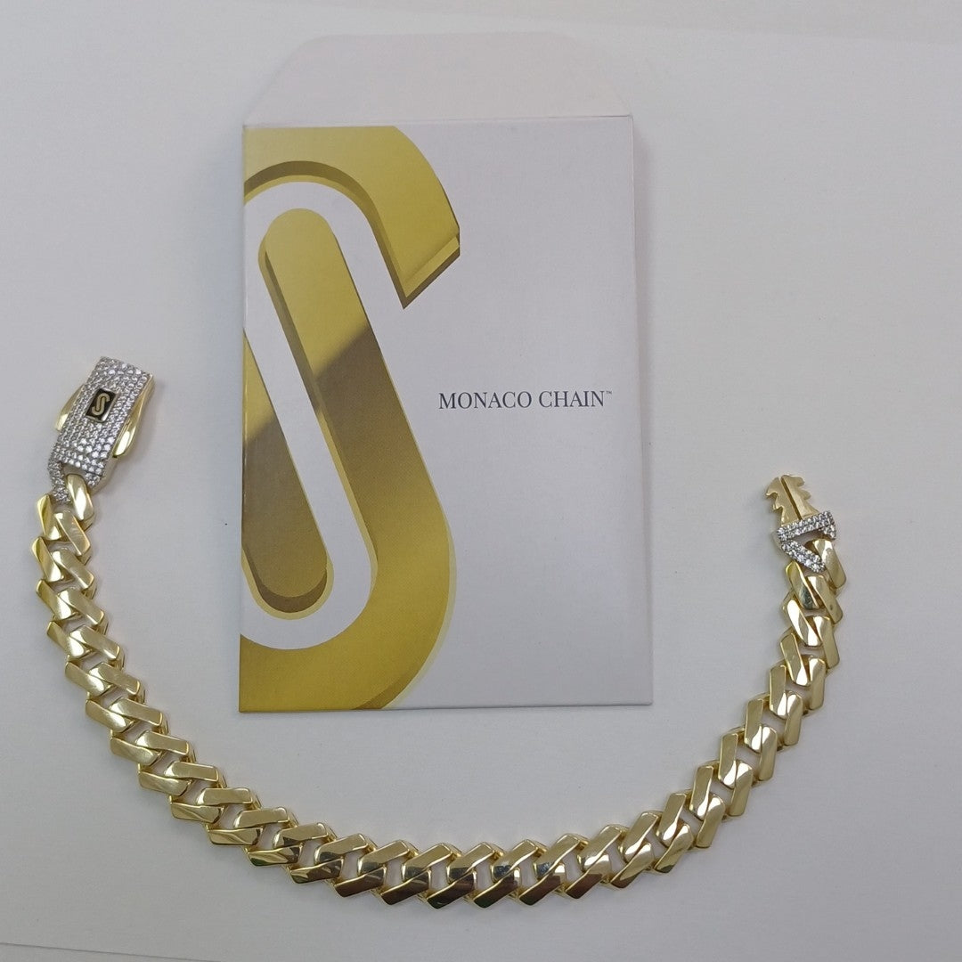 PULSERA CABALLERO MONACO ORO 10K 12.9 (NUEVO)