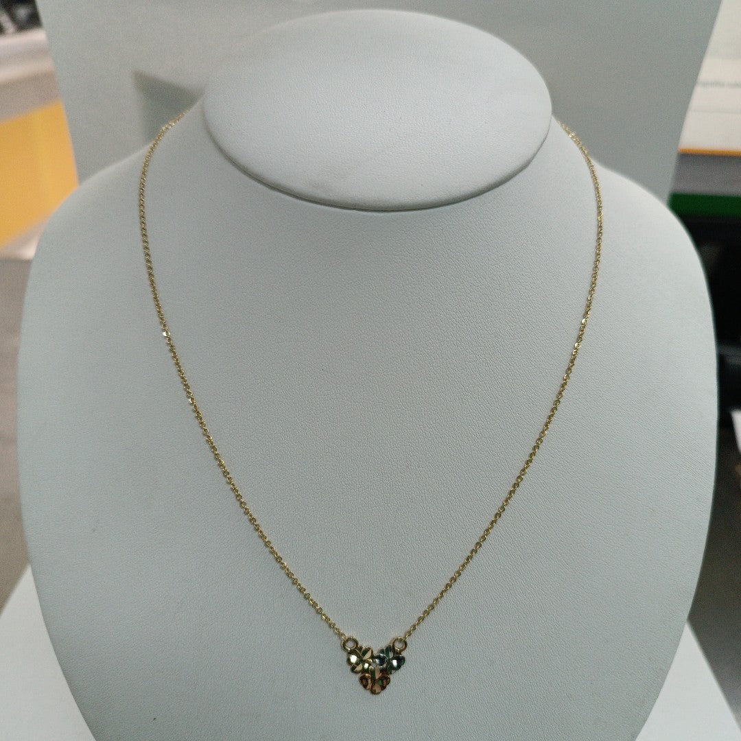 CADENA TEJIDO GARGANTILLA ESPECIAL C FLORES 14K 45 CM 2.9 GR (NUEVO)