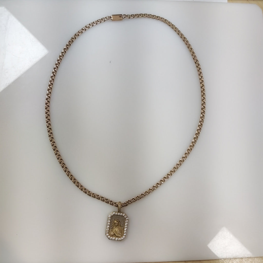 CADENA, MEDALLA RELIGIOSA ORO 8 K 13.2 GRMS (SEMINUEVO)