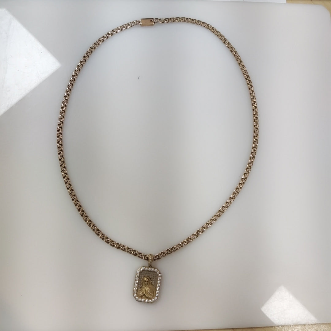 CADENA, MEDALLA RELIGIOSA ORO 8 K 13.2 GRMS (SEMINUEVO)