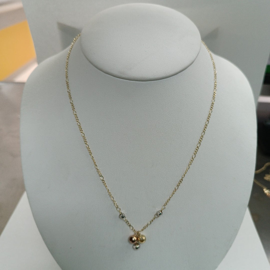 CADENA GARGANTILLA 3X1 CON ESFERAS COMBINADAS 14K 45 CM 3.1 GR (NUEVO)
