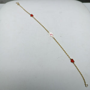 PULSERA ESPECIAL CON CORAZONES 14K 18 CM 1.4 GR (NUEVO)