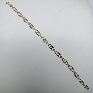 PULSERA TEJIDO ESPECIAL CON CORAZON 14K 18 CM 1.3 GR (NUEVO)