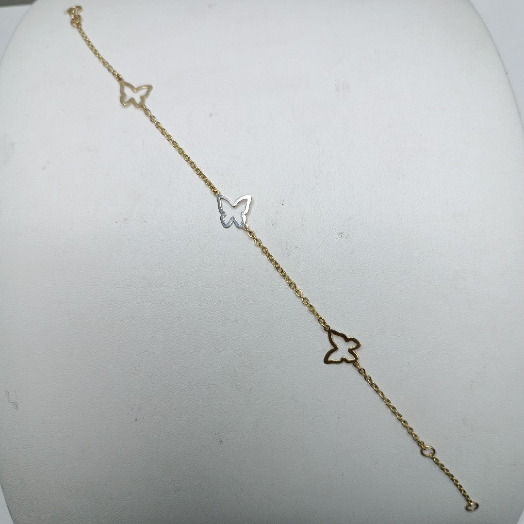 PULSERA ESPECIAL C MARIPOSAS 14K 18 CM 1.7 GR (NUEVO)