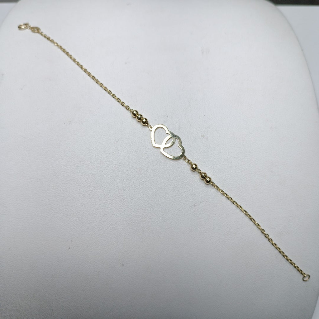 PULSERA TEJIDO ESPECIAL C CORAZONES 14K 18 CM 1.7 GR (NUEVO)