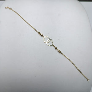 PULSERA TEJIDO ESPECIAL C CORAZONES 14K 18 CM 1.7 GR (NUEVO)