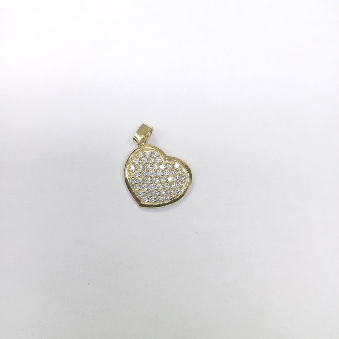 DIJE TEJIDO CORAZON CON CIRCONIAS 14K 1.7 GR (NUEVO)