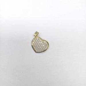 DIJE TEJIDO CORAZON CON CIRCONIAS 14K 1.7 GR (NUEVO)