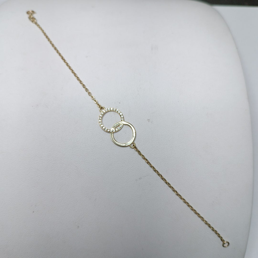 PULSERA TEJIDO ESPECIAL FIG AROS UNIDOS C CIRCS 14K 18 CM 2.1 GR (NUEVO)