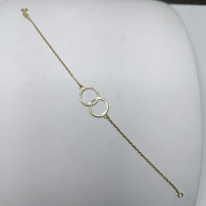 PULSERA TEJIDO ESPECIAL FIG AROS UNIDOS C CIRCS 14K 18 CM 2.1 GR (NUEVO)
