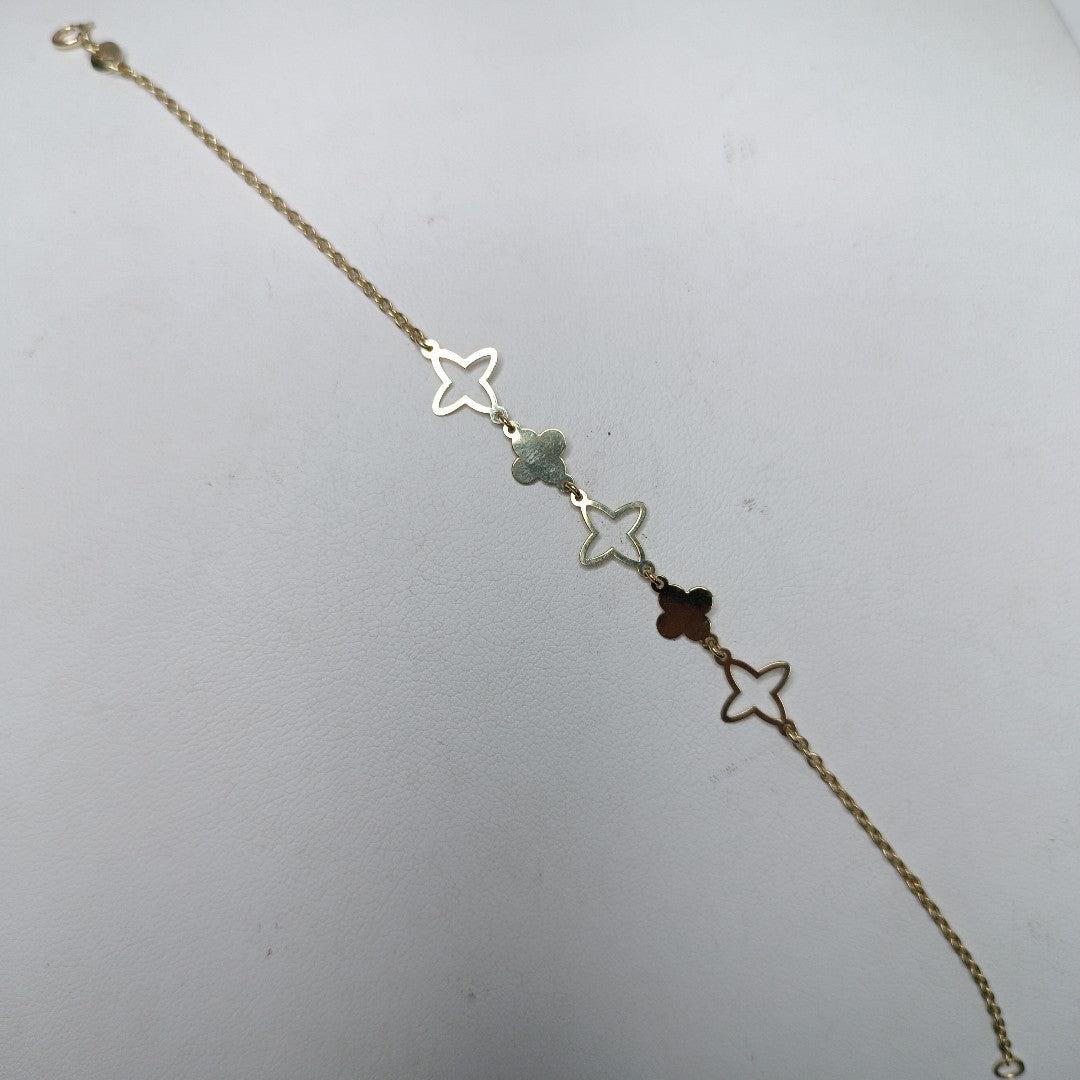 PULSERA TEJIDO ESP CON TREBOL 14K 18 CM 1.6 GR (NUEVO)