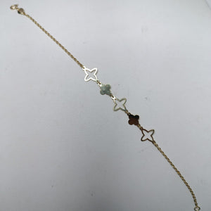 PULSERA TEJIDO ESP CON TREBOL 14K 18 CM 1.6 GR (NUEVO)