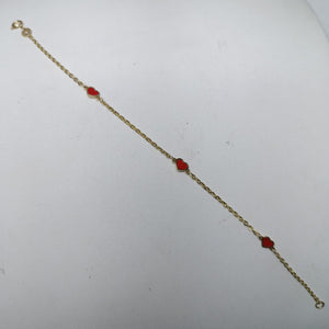 PULSERA ESPECIAL CON CORAZONES 14K 18 CM 1.4 GR (NUEVO)